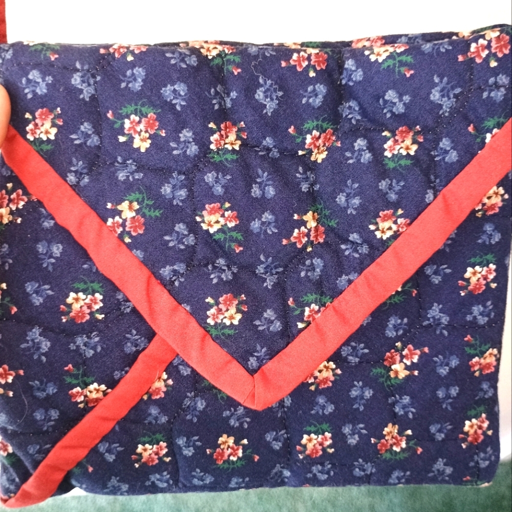 Floral Blue and Red Crossbody Bag Handmade
